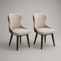 2er-Set gepolsterte Esszimmerstühle mit Polyesterbezug und Massivholzbeinen, Beige/Dunkelbraun, 50 × 58 × 88 cm