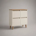 Sideboard mit 4 Türen aus MDF und Spanplatte, Weiß/Eichefarben, 80 x 35 x 100 cm