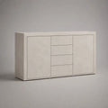 Sideboard aus MDF und Spanplatte mit 2 Türen und 4 Schubladen, Cremeweiß, 160 × 40 × 90 cm
